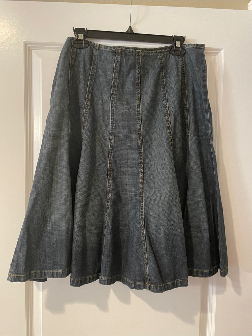 Michael Kors Dark Blue Denim A-Line Panel Skirt